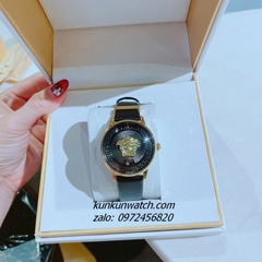 Đồng Hồ Nữ Versace Medusa Icon Dây Da Đen Gold Mặt Đen 38mm