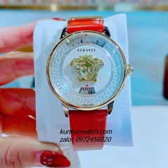 Đồng Hồ Nữ Versace Medusa Icon Dây Da Đỏ Vỏ Demi Mặt Trắng 38mm 1