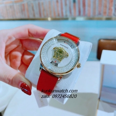 Đồng Hồ Nữ Versace Medusa Icon Dây Da Đỏ Vỏ Demi Mặt Trắng 38mm