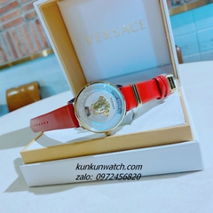 Đồng Hồ Nữ Versace Medusa Icon Dây Da Đỏ Vỏ Demi Mặt Trắng 38mm