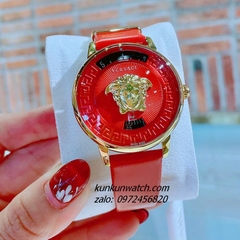 Đồng Hồ Nữ Versace Medusa Icon Dây Da Đỏ Gold 38mm 1