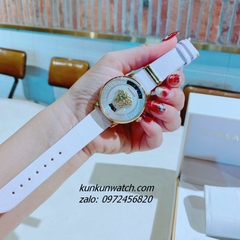 Đồng Hồ Nữ Versace Medusa Icon Dây Da Trắng Gold 38mm
