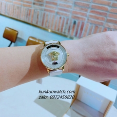 Đồng Hồ Nữ Versace Medusa Icon Dây Da Trắng Gold 38mm