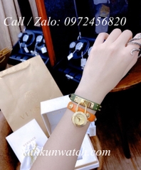 Đồng Hồ Nữ Versace Medusa Lock Icon - Dây Da Xanh Cam - 22mm