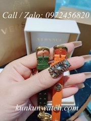 Đồng Hồ Nữ Versace Medusa Lock Icon - Dây Da Xanh Cam - 22mm