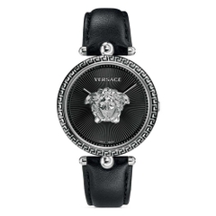 Đồng Hồ Nữ Versace Palazzo Empire - Dây Da Đen Vỏ Bạc - 39mm