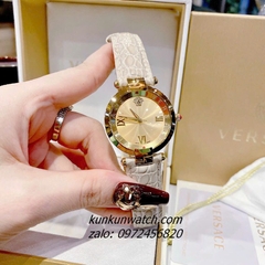 Đồng Hồ Nữ Versace Revive Nền Mặt Gương Vàng Dây Da Xám 35mm