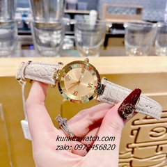 Đồng Hồ Nữ Versace Revive Nền Mặt Gương Vàng Dây Da Xám 35mm