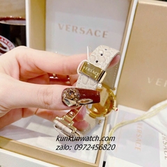 Đồng Hồ Nữ Versace Revive Nền Mặt Gương Vàng Dây Da Xám 35mm