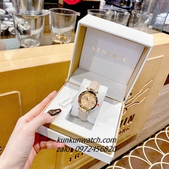 Đồng Hồ Nữ Versace Revive Nền Mặt Gương Vàng Dây Da Xám 35mm