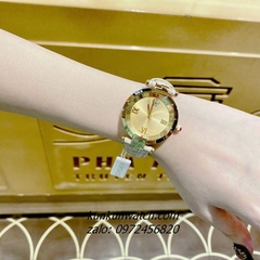 Đồng Hồ Nữ Versace Revive Nền Mặt Gương Vàng Dây Da Xám 35mm
