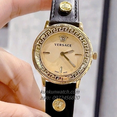 Đồng Hồ Nữ Versace V-Tribute Dây Da Đen Mặt Vàng 36mm 1