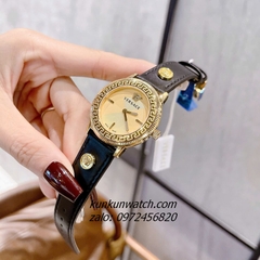 Đồng Hồ Nữ Versace V-Tribute Dây Da Đen Mặt Vàng 36mm