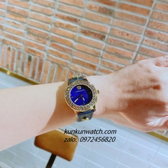 Đồng Hồ Nữ Versace V-Tribute Gold Dây Da Xanh Dương 36mm