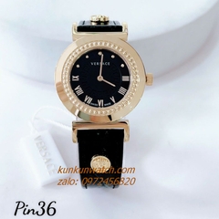 Đồng Hồ Nữ Versace Vanity Gold Dây Da Đen 35mm