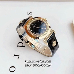 Đồng Hồ Nữ Versace Vanity Gold Dây Da Đen 35mm
