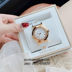 Đồng Hồ Nữ Versace Vanity Gold Dây Da Trắng 35mm