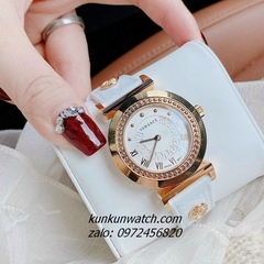 Đồng Hồ Nữ Versace Vanity Gold Dây Da Trắng 35mm