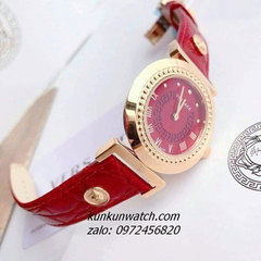 Đồng Hồ Nữ Versace Vanity Gold Dây Da Đỏ 35mm