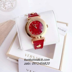 Đồng Hồ Nữ Versace Vanity Gold Dây Da Đỏ 35mm