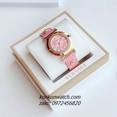 Đồng Hồ Nữ Versace Vanity Gold Dây Da Hồng 35mm