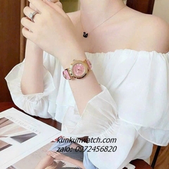 Đồng Hồ Nữ Versace Vanity Gold Dây Da Hồng 35mm