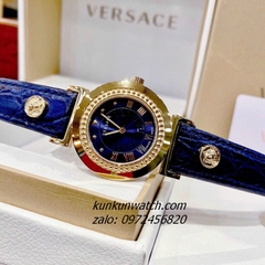 Đồng Hồ Nữ Versace Vanity Gold Dây Da Xanh Dương 35mm