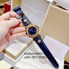 Đồng Hồ Nữ Versace Vanity Gold Dây Da Xanh Dương 35mm