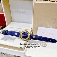 Đồng Hồ Nữ Versace Vanity Gold Dây Da Xanh Dương 35mm