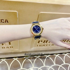 Đồng Hồ Nữ Versace Vanity Gold Dây Da Xanh Dương 35mm