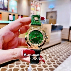 Đồng Hồ Nữ Versace Vanity Gold Dây Da Xanh Lá 35mm