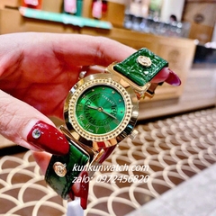 Đồng Hồ Nữ Versace Vanity Gold Dây Da Xanh Lá 35mm