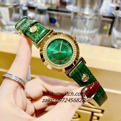 Đồng Hồ Nữ Versace Vanity Gold Dây Da Xanh Lá 35mm