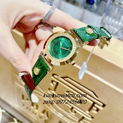 Đồng Hồ Nữ Versace Vanity Gold Dây Da Xanh Lá 35mm