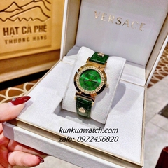 Đồng Hồ Nữ Versace Vanity Gold Dây Da Xanh Lá 35mm