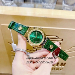 Đồng Hồ Nữ Versace Vanity Gold Dây Da Xanh Lá 35mm