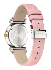 Đồng Hồ Nữ Versace V-Motif Vintage Logo - Dây Da Hồng Vỏ Bạc - 35mm