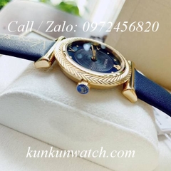 Đồng Hồ Nữ Versace V-Motif Vintage Logo - Dây Da Xanh Navy - 35mm
