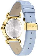 Đồng Hồ Nữ Versace V-Motif Vintage Logo - Dây Da Xanh Lam Vỏ Vàng - 35mm