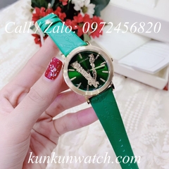 Đồng Hồ Nữ Versace Virtus Họa Tiết Chữ V - Dây Da Xanh Mộc - 36mm