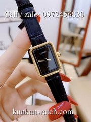 Đồng Hồ Nữ Chanel Boy Friend CNND012 - Dây Da Đen - Vỏ Vàng - 20 x 28mm