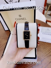 Đồng Hồ Nữ Chanel Boy Friend CNND012 - Dây Da Đen - Vỏ Vàng - 20 x 28mm
