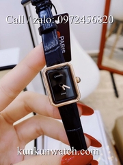 Đồng Hồ Nữ Chanel Boy Friend CNND013 - Dây Da Đen - Vỏ Vàng Hồng - 20 x 28mm