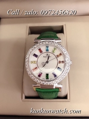 Đồng Hồ Nữ Royal Crown 4606 -  Dây Da Xanh Lá - 36mm