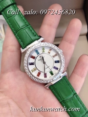 Đồng Hồ Nữ Royal Crown 4606 -  Dây Da Xanh Lá - 36mm
