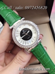 Đồng Hồ Nữ Royal Crown 4611P -  Dây Da Xanh Lá - 36mm