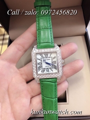 Đồng Hồ Nữ Royal Crown 6104 -  Dây Da Xanh Lá - 34mm