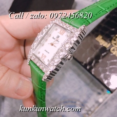 Đồng Hồ Nữ Royal Crown 6111 -  Dây Da Xanh Lá - 30mm x 34mm