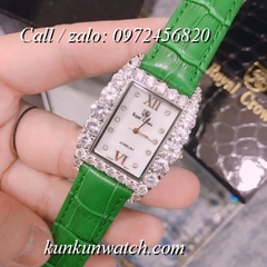 Đồng Hồ Nữ Royal Crown 6111 -  Dây Da Xanh Lá - 30mm x 34mm