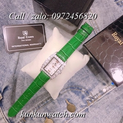 Đồng Hồ Nữ Royal Crown 6111 -  Dây Da Xanh Lá - 30mm x 34mm